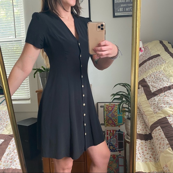 Black button up mini dress - Picture 2 of 12